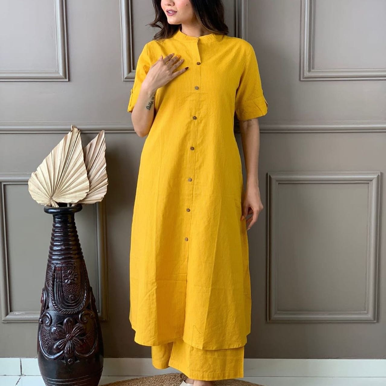 Co-erd Set In Aline Kurti Pattern Paired With Ankle Length Plazo