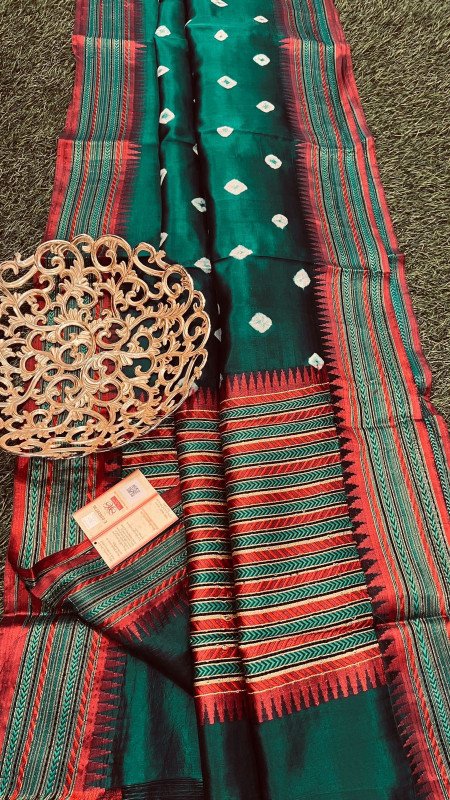 Exclusive Handloom Banarsi Pure Katan Silk Sarees All Over Bandhani Work