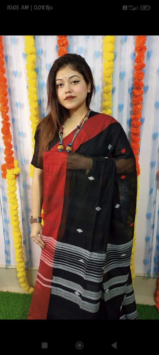 Pure Khadi Cotton Jamdani Saree