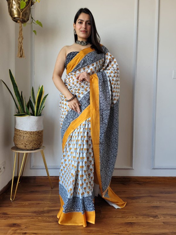Exclusive Collection Of Printed Cotton Mulmul Sarees With Blouse In Beautiful Colours