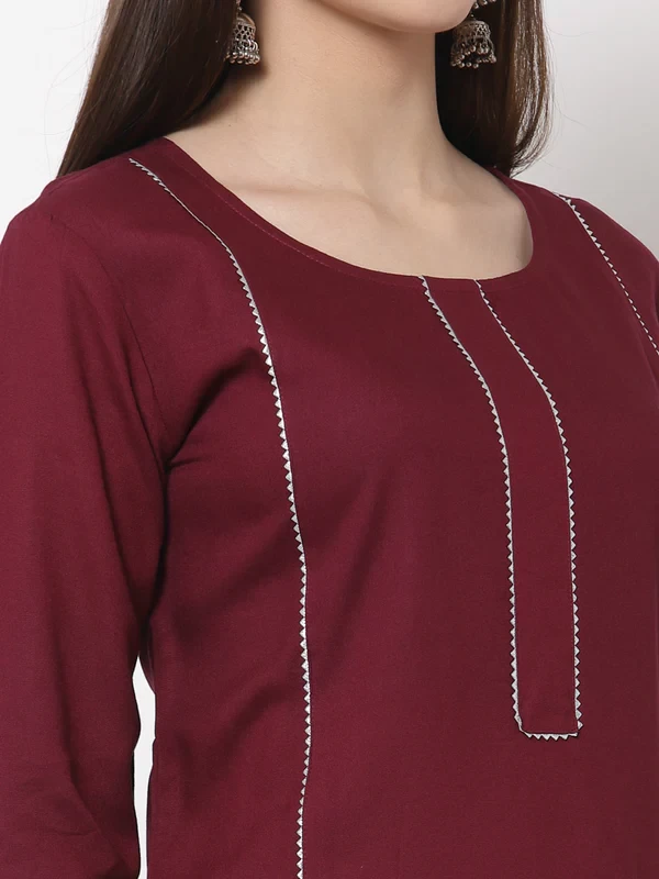 Rayon Solid Straight Kurta Palazzo Set (Wine)