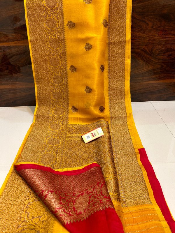 Pure Banarasi Kora Orgenga Silk Kadwa Saree