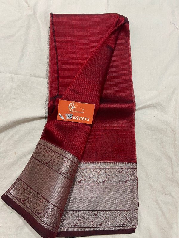 Pure Handloom Mangalagiri Cottonsilk Saree Kanchi Border Wholesaree Plain Contrast Pallu Blouse
